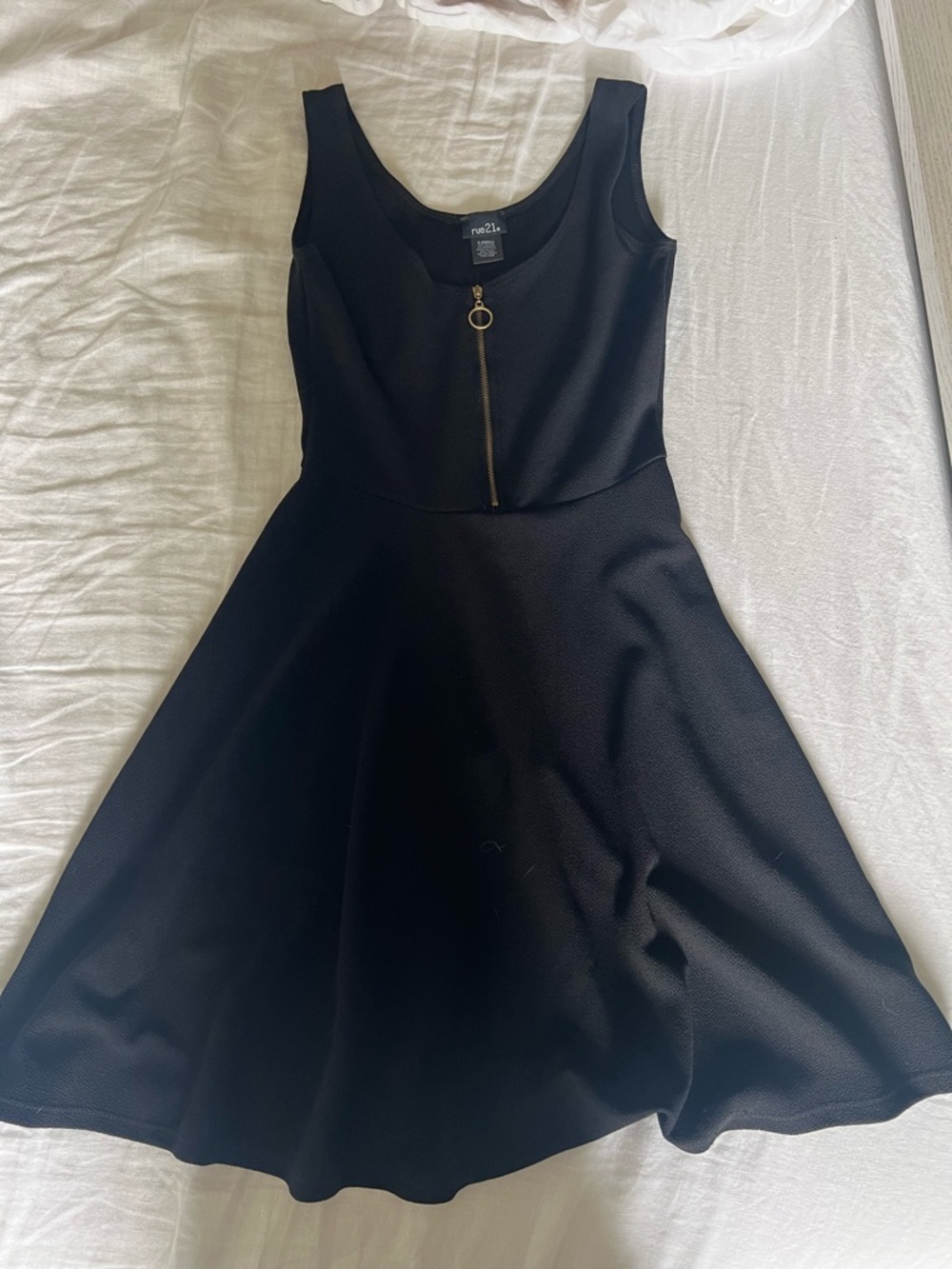 Rue21 Black Scoop-Neck Fit & Flare Dress with Gold Zip